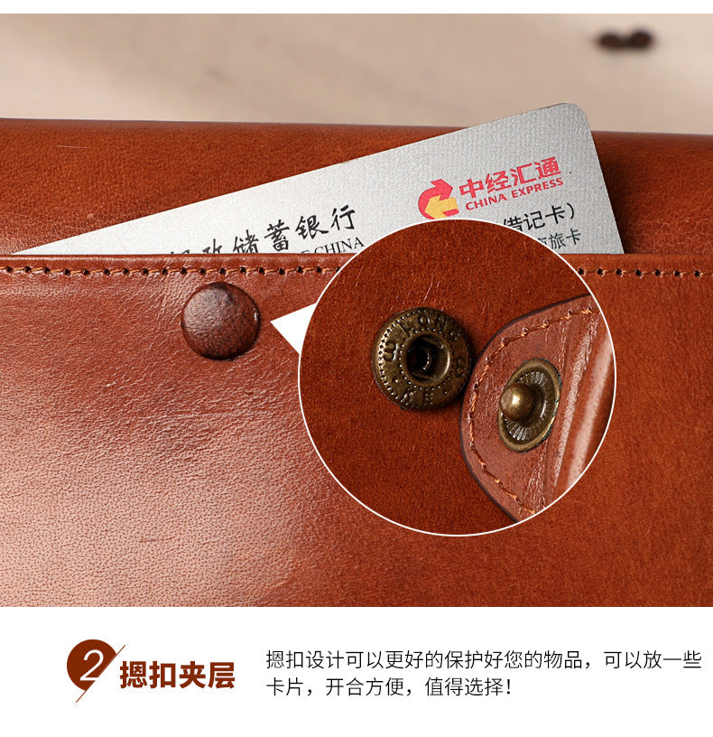 Ladies wallet long genuine leather clutch bag large capacity wallet cowhide wallet bifold wallet retro long wallet