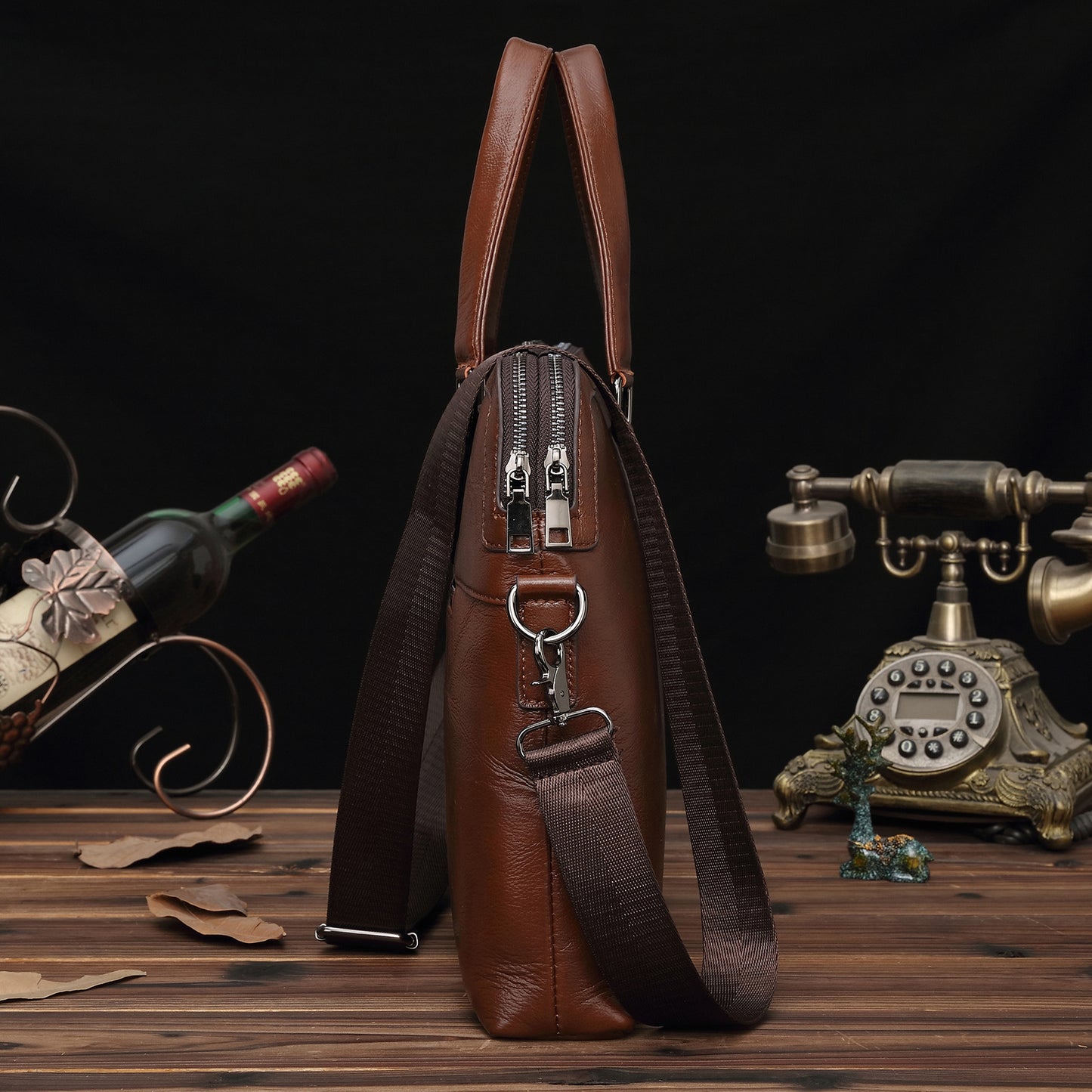 Men's Briefcase Cowhide Genuine Leather Handbag Business Computer Bag for Men