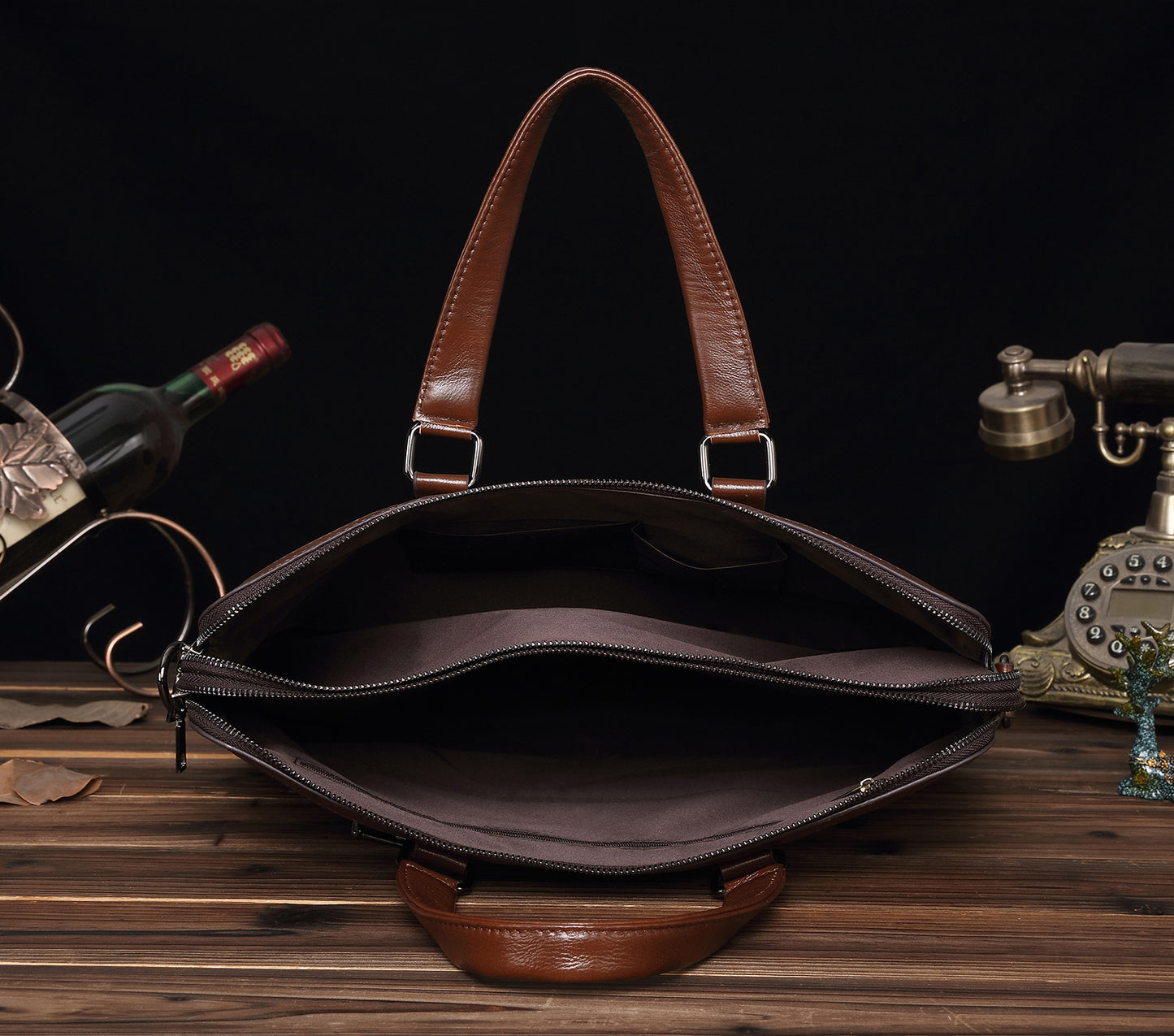 Men's Briefcase Cowhide Genuine Leather Handbag Business Computer Bag for Men