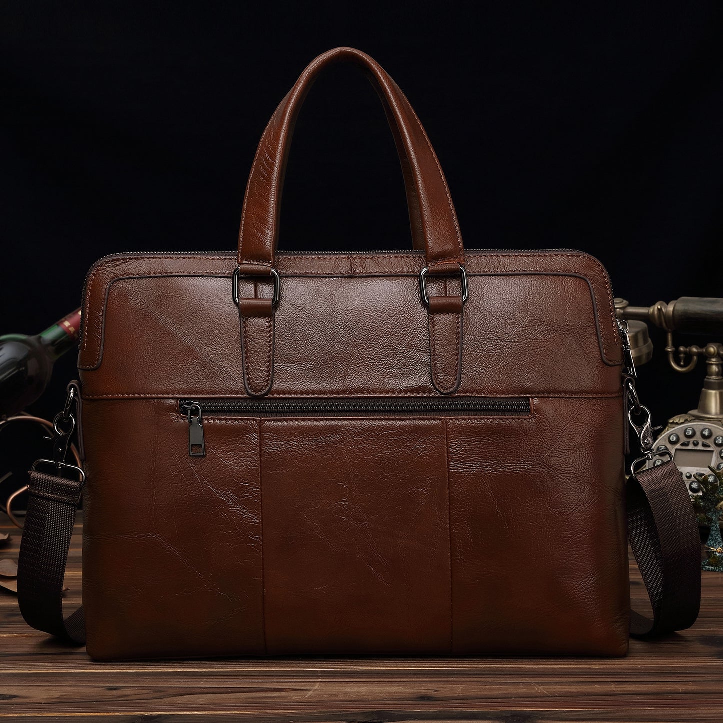 Men's Briefcase Cowhide Genuine Leather Handbag Business Computer Bag for Men