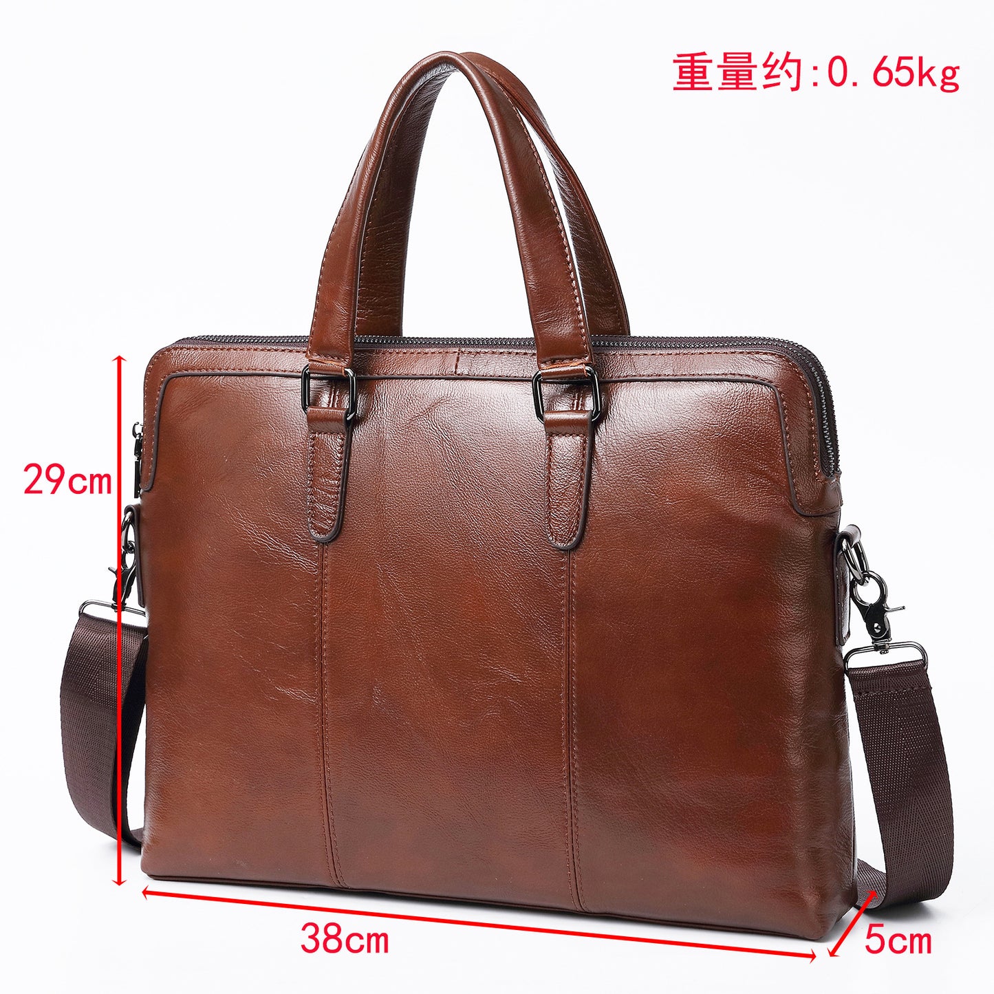 Men's Briefcase Cowhide Genuine Leather Handbag Business Computer Bag for Men