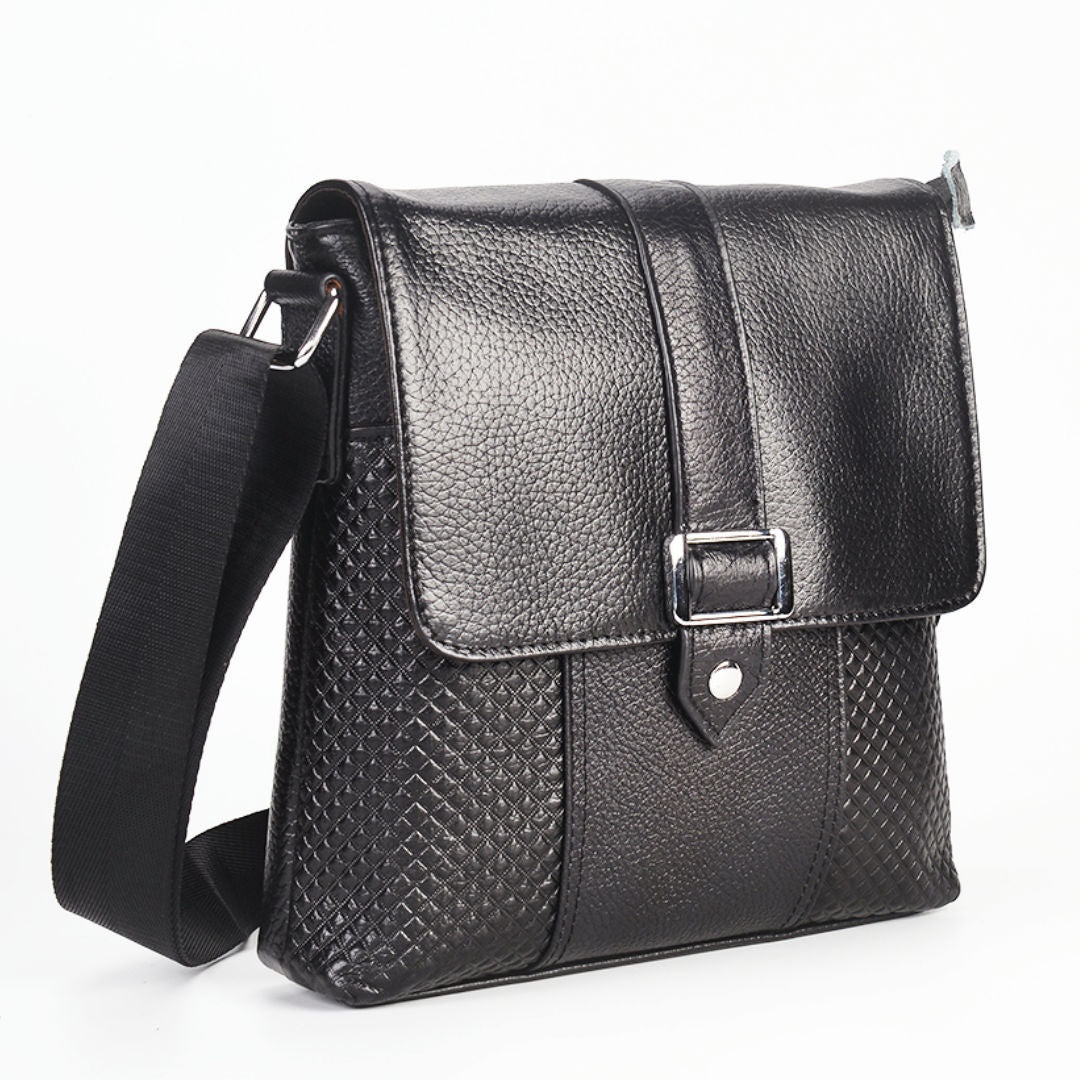 Men's Shoulder Bag Genuine Cowhide Leather Business Casual Crossbody Bag for Men
