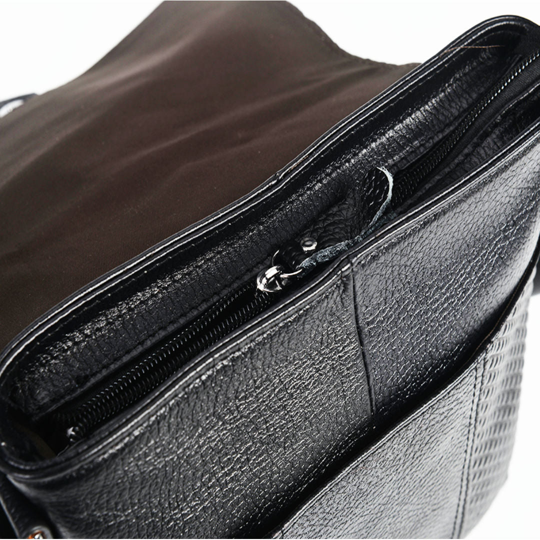 Men's Shoulder Bag Genuine Cowhide Leather Business Casual Crossbody Bag for Men
