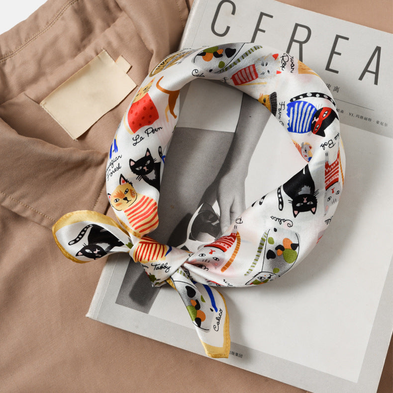 Silk scarf print pattern neckerchief fashion decoration temperament small scarf that goes with anything