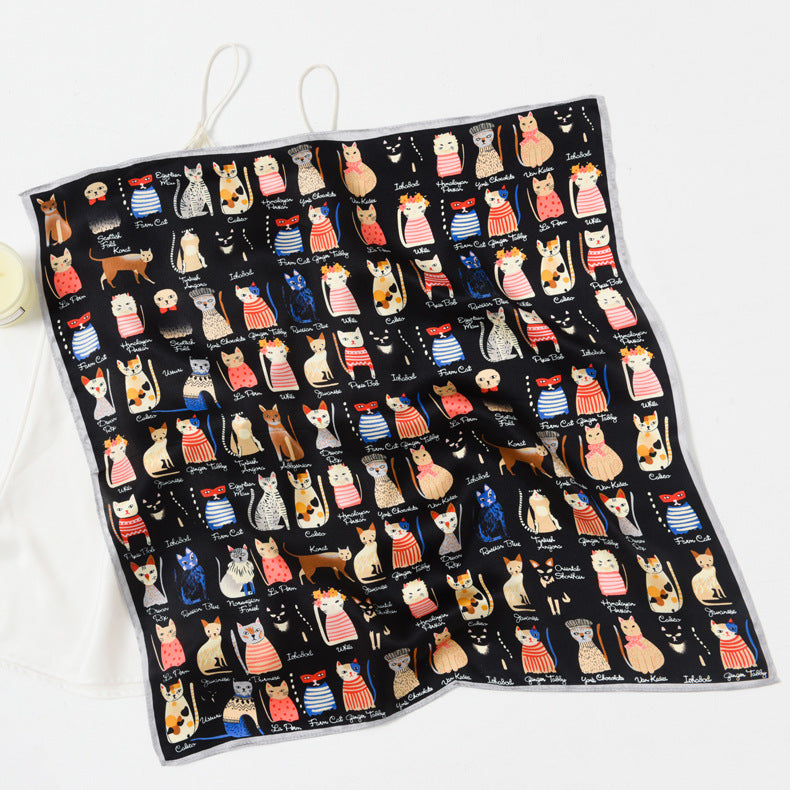 Silk scarf print pattern neckerchief fashion decoration temperament small scarf that goes with anything