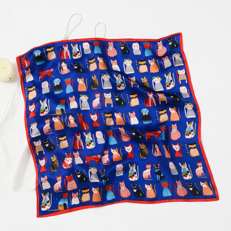 Silk scarf print pattern neckerchief fashion decoration temperament small scarf that goes with anything