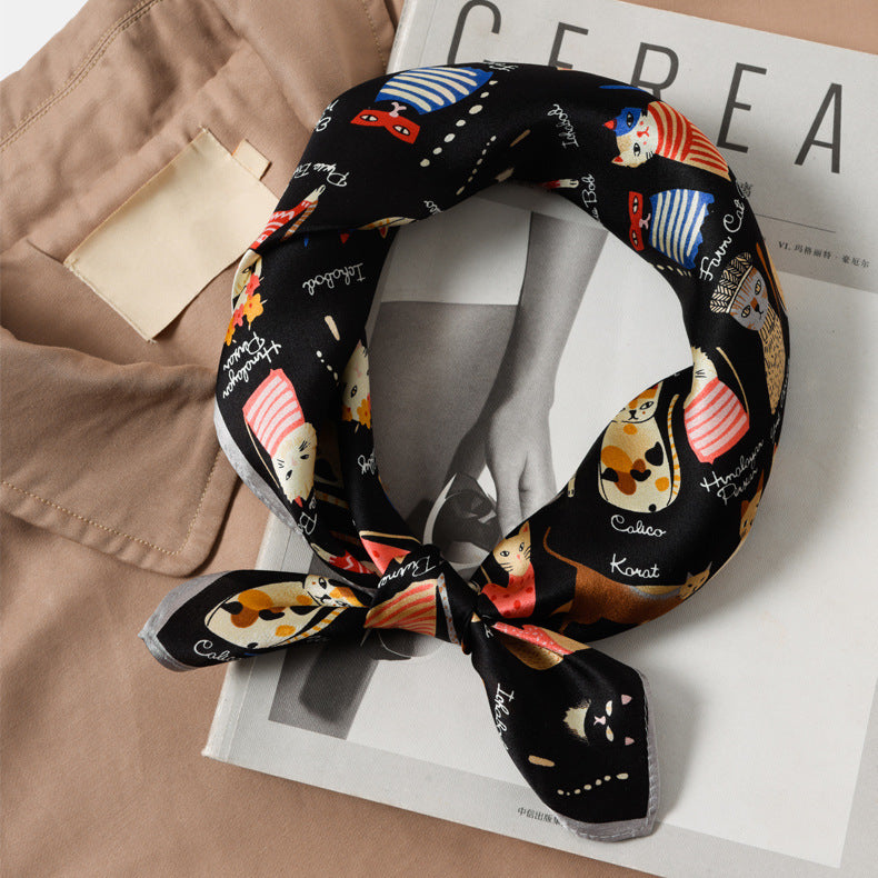 Silk scarf print pattern neckerchief fashion decoration temperament small scarf that goes with anything