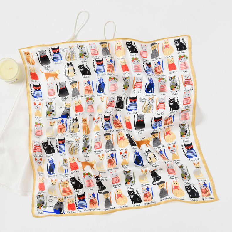 Silk scarf print pattern neckerchief fashion decoration temperament small scarf that goes with anything