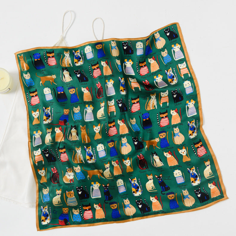 Silk scarf print pattern neckerchief fashion decoration temperament small scarf that goes with anything