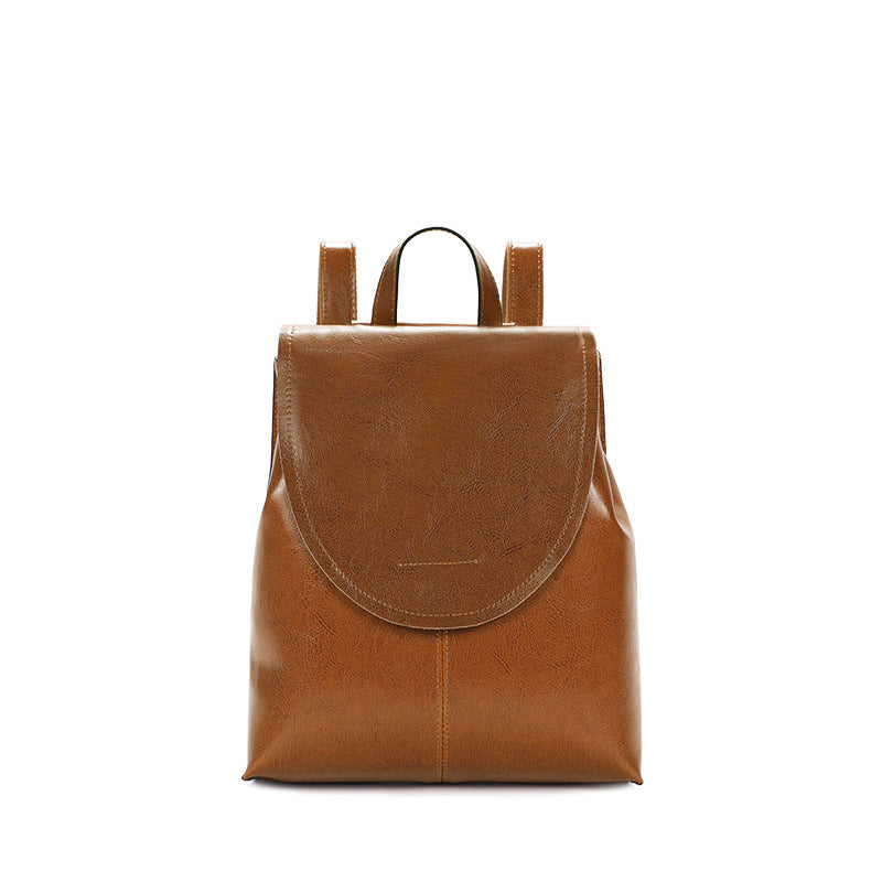 Genuine leather women's backpack fashion retro square bag simple backpack that goes with anything