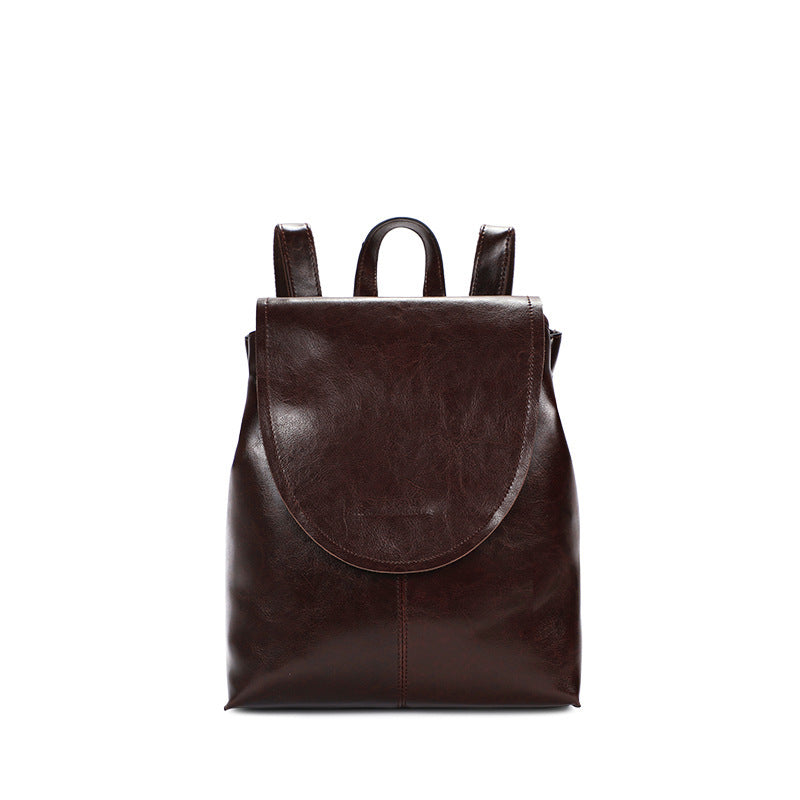 Genuine leather women's backpack fashion retro square bag simple backpack that goes with anything