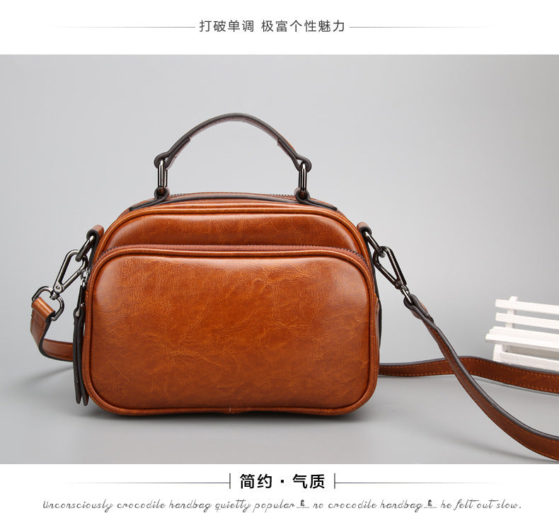 Genuine leather cowhide bag Stylish women's crossbody bag Casual handbag that goes with anything Shoulder bag.Pochette