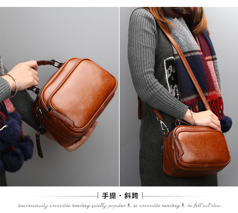 Genuine leather cowhide bag Stylish women's crossbody bag Casual handbag that goes with anything Shoulder bag.Pochette