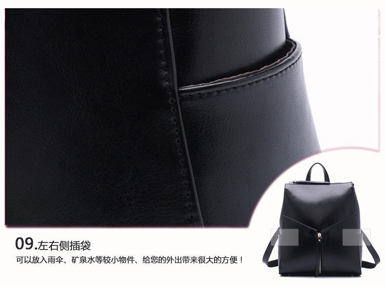 Women's genuine leather school backpack Stylish genuine leather handbag Rucksack Shoulder bag that goes with anything