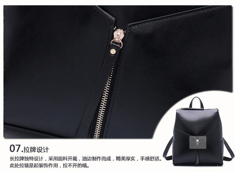 Women's genuine leather school backpack Stylish genuine leather handbag Rucksack Shoulder bag that goes with anything
