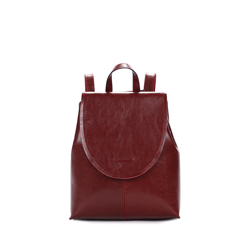 Genuine leather women's backpack fashion retro square bag simple backpack that goes with anything