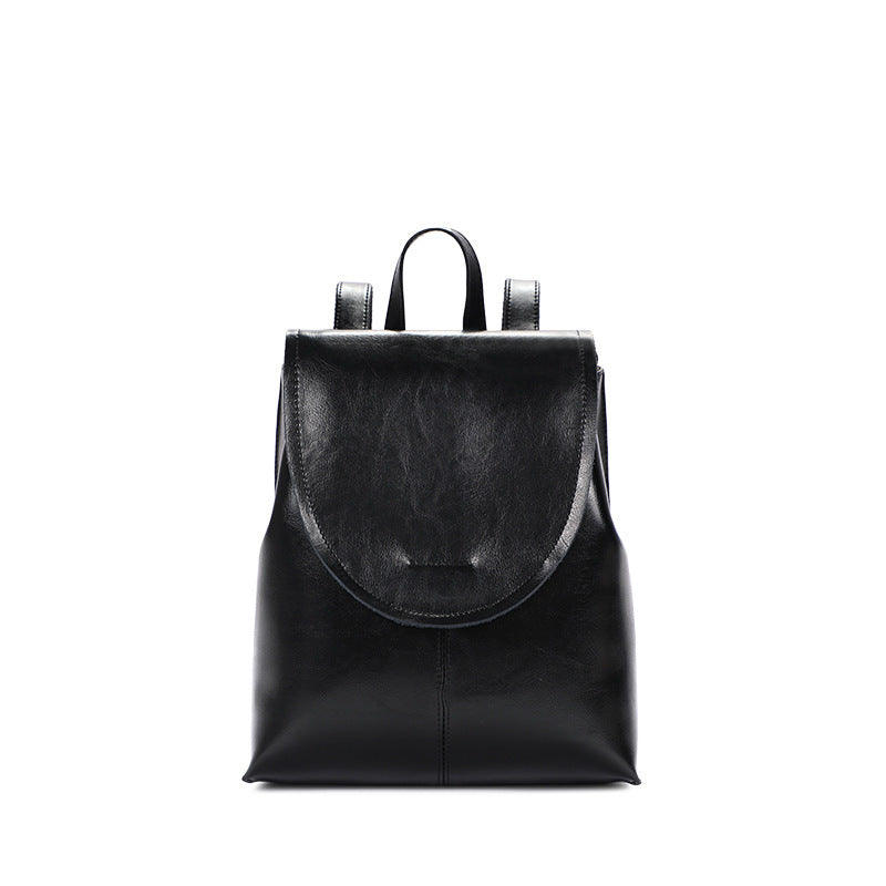 Genuine leather women's backpack fashion retro square bag simple backpack that goes with anything
