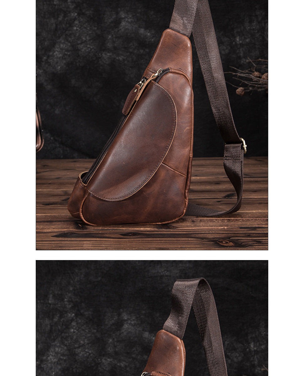 Men's Bust Bag Genuine Cowhide Leather Retro Outdoor Travel Versatile Men's Crossbody Bag