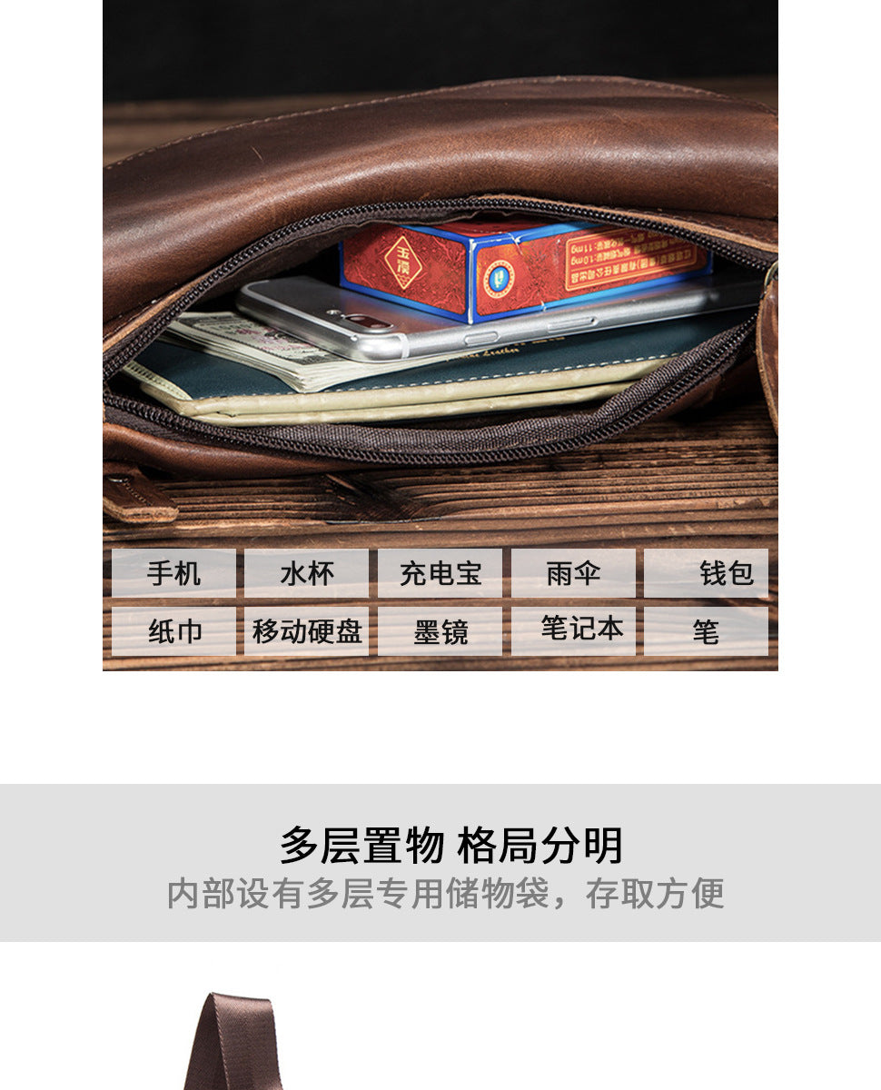 Men's Bust Bag Genuine Cowhide Leather Retro Outdoor Travel Versatile Men's Crossbody Bag