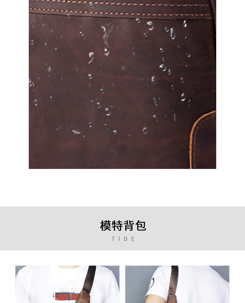 Men's Bust Bag Genuine Cowhide Leather Retro Outdoor Travel Versatile Men's Crossbody Bag