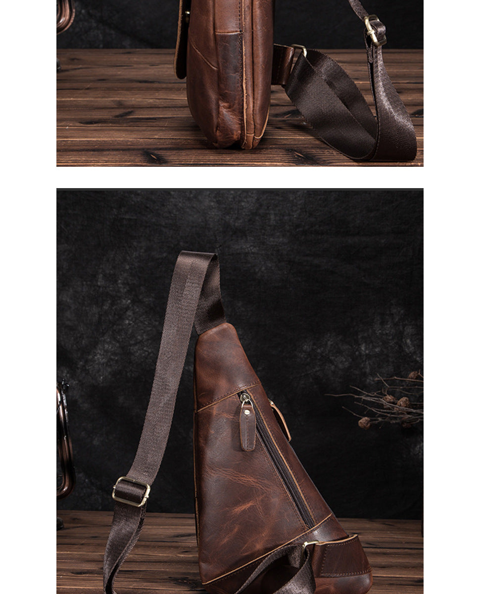 Men's Bust Bag Genuine Cowhide Leather Retro Outdoor Travel Versatile Men's Crossbody Bag