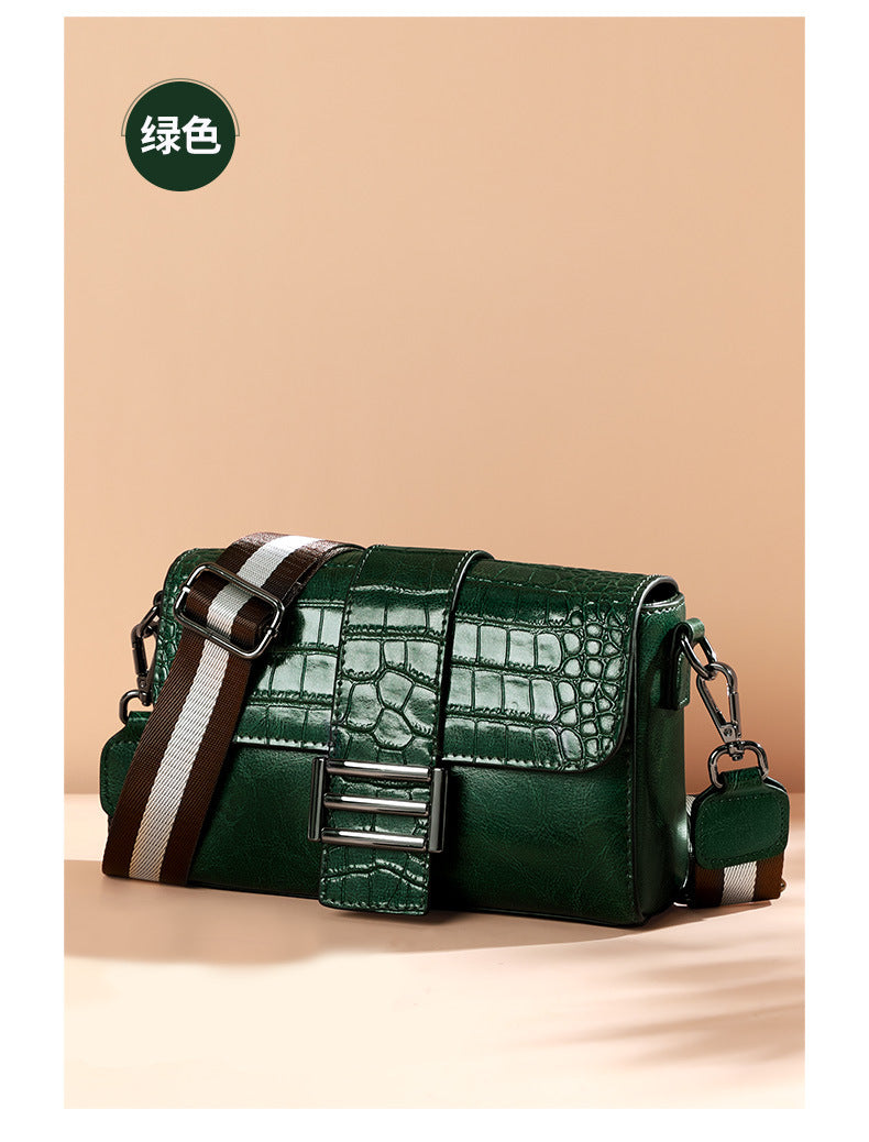Women's bag Stylish genuine leather crocodile pattern one shoulder bag Broadband Trendy shoulder bag that goes with anything. Pochette