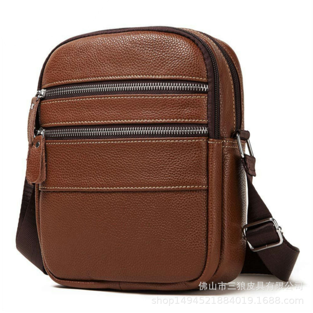 Men's Shoulder Bag Made of Genuine Cowskin Leather Korean Fashion Wear-resistant Crossbody Bag for Men