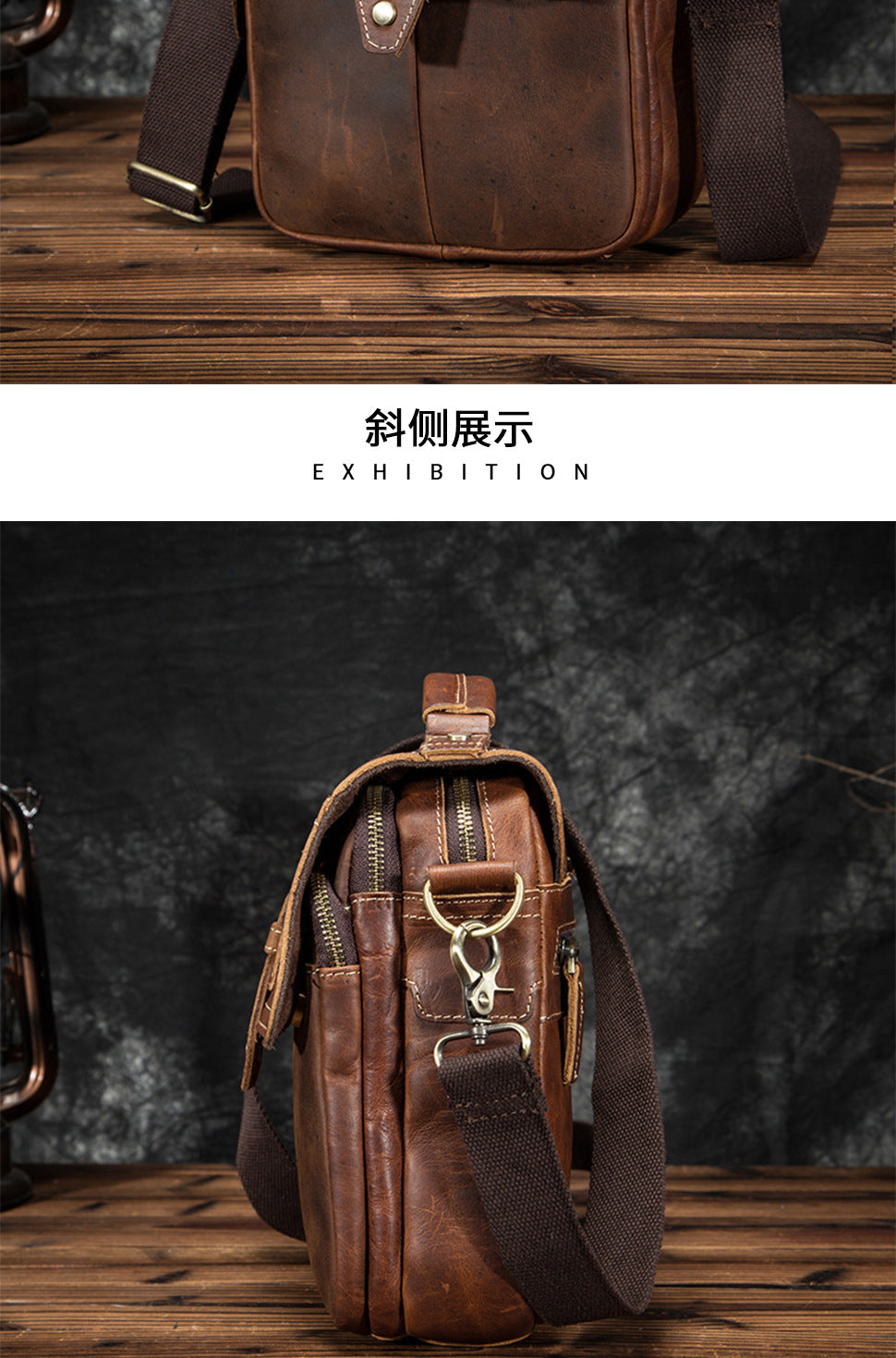 Men's Shoulder Bag Cowhide Genuine Leather Retro Outdoor Travel Crossbody Bag for Men