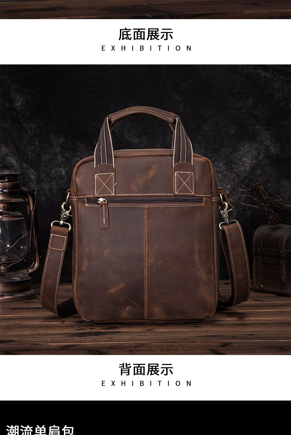 Men's Shoulder Bag Genuine Cowhide Leather Retro Men's Crossbody Bag