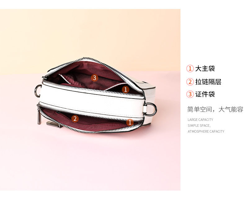 Women's Bag Genuine Leather Trend Fashion Square Bag Camera Bag Simple Shoulder Bag.Pochette