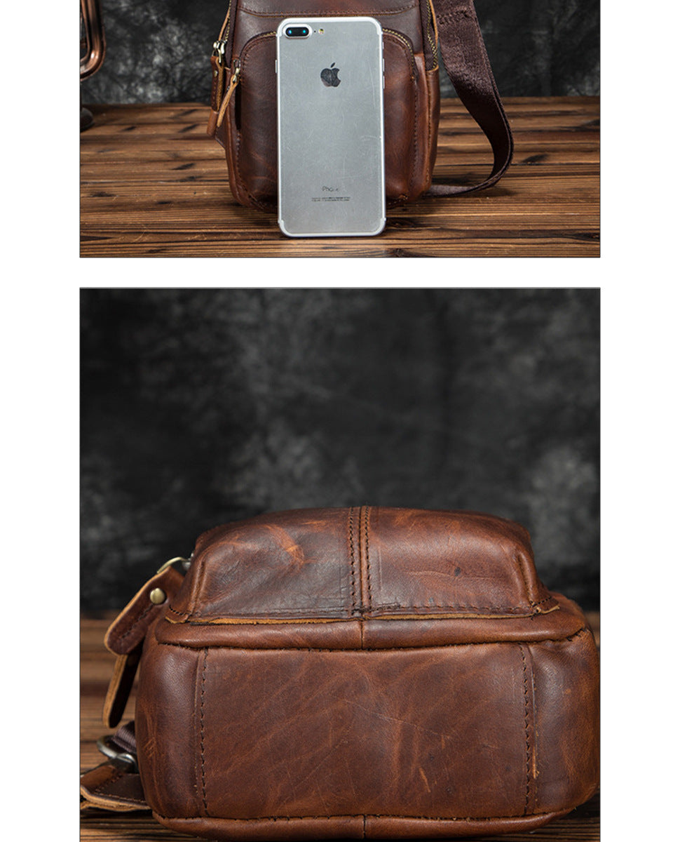 Men's bust bag Genuine cowhide leather retro outdoor versatile crossbody bag for men