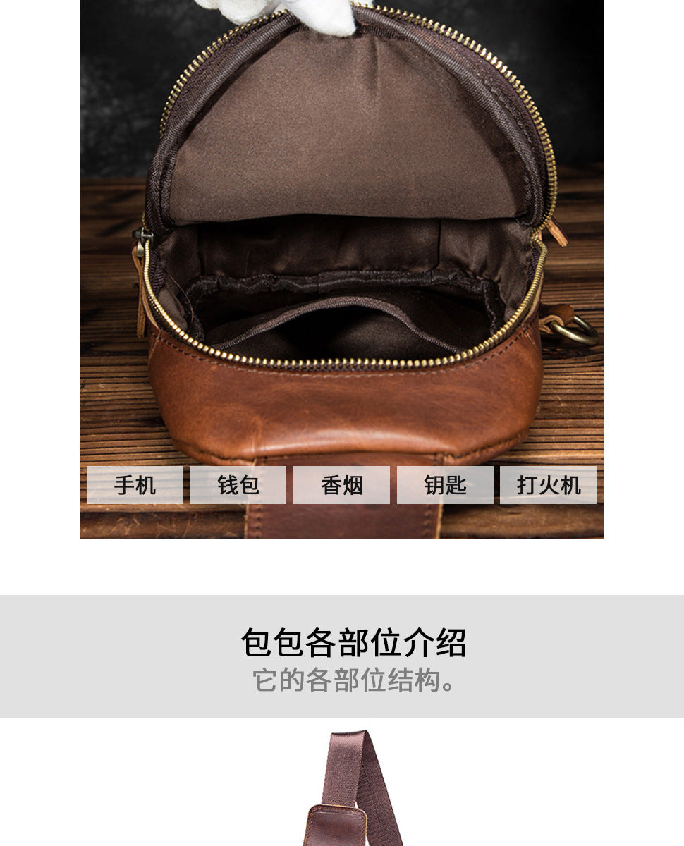 Men's bust bag Genuine cowhide leather retro outdoor versatile crossbody bag for men