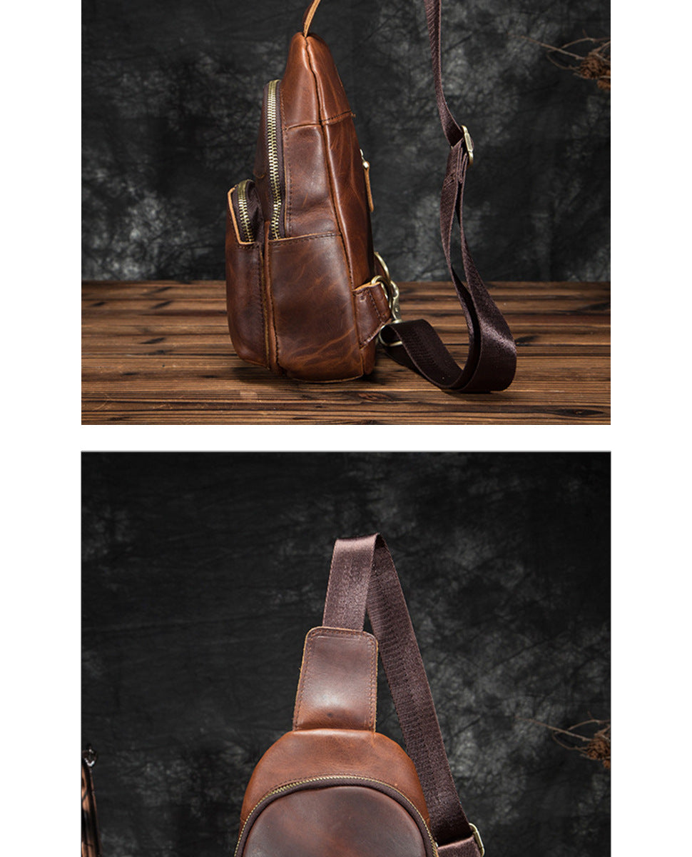 Men's bust bag Genuine cowhide leather retro outdoor versatile crossbody bag for men