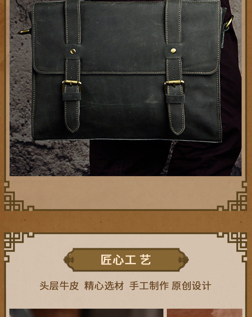 Men's handbag genuine cowhide leather business briefcase men's computer bag
