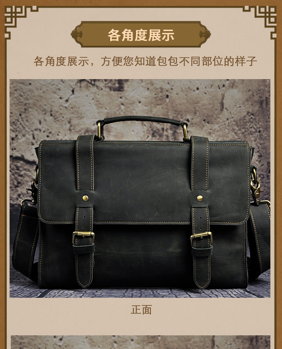 Men's handbag genuine cowhide leather business briefcase men's computer bag