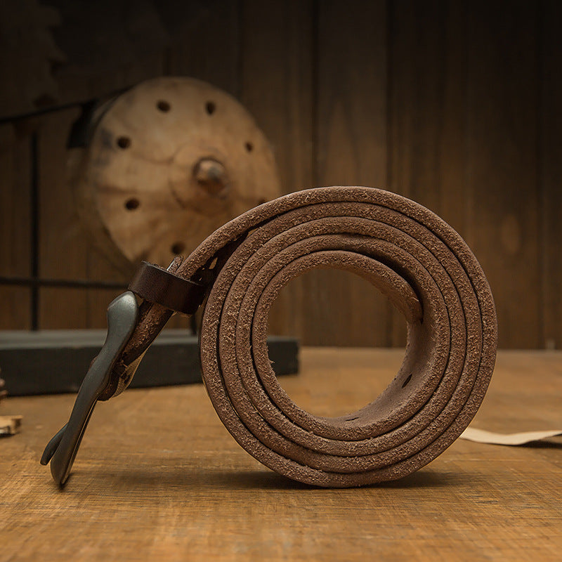 Men's Belt Cowhide Genuine Leather Handmade Needle Buckle Retro Casual Men's Belt