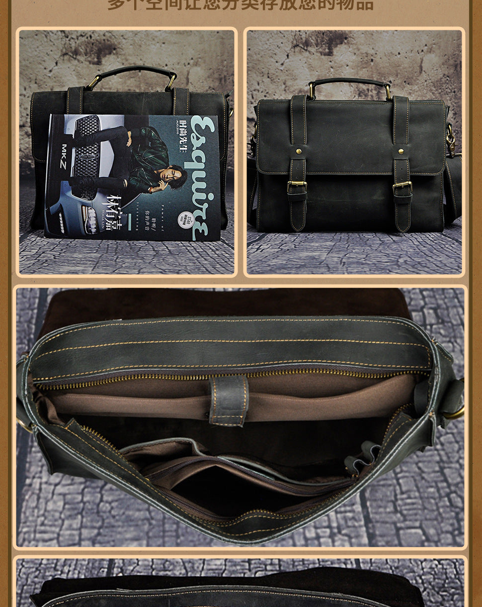 Men's handbag genuine cowhide leather business briefcase men's computer bag