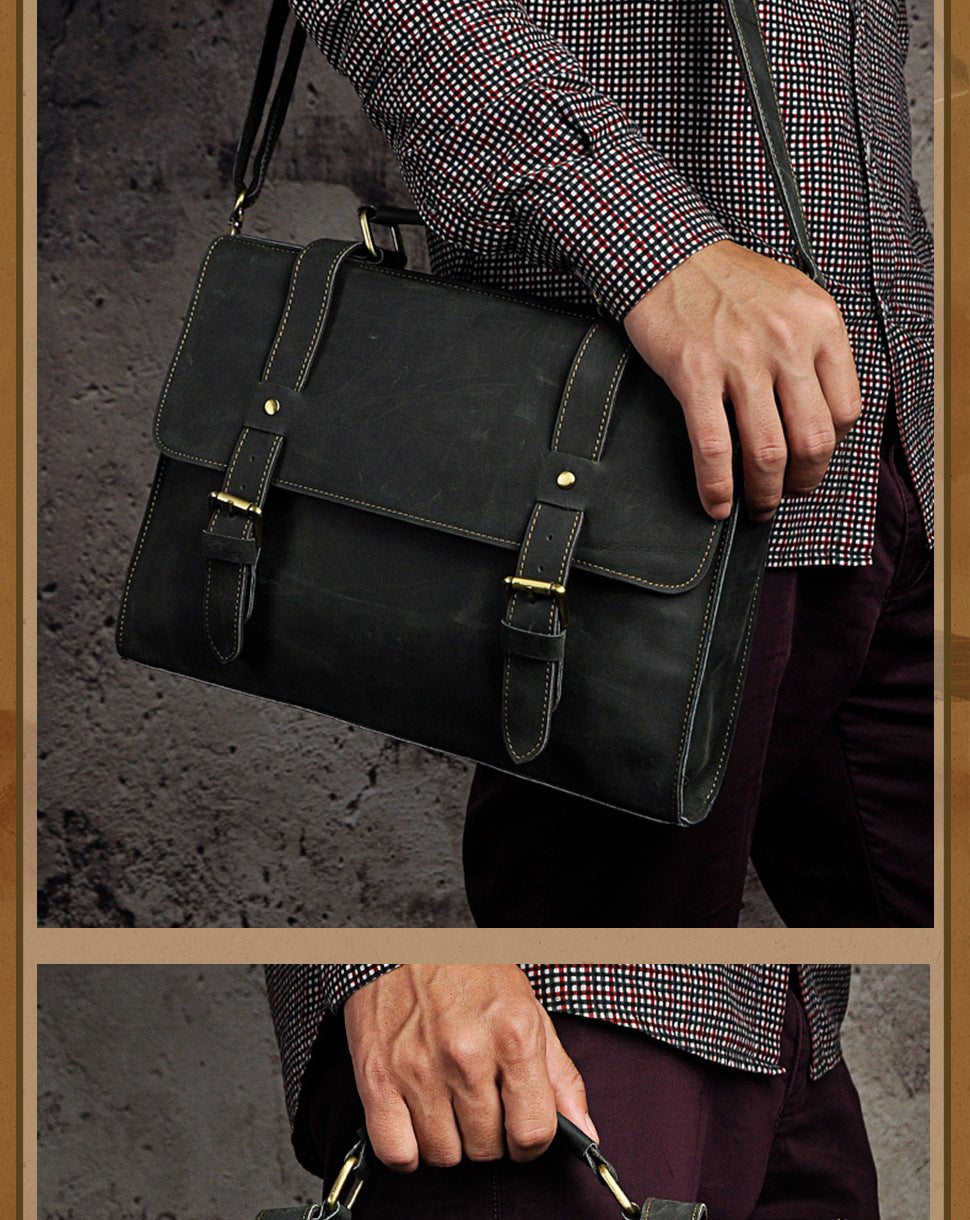 Men's handbag genuine cowhide leather business briefcase men's computer bag