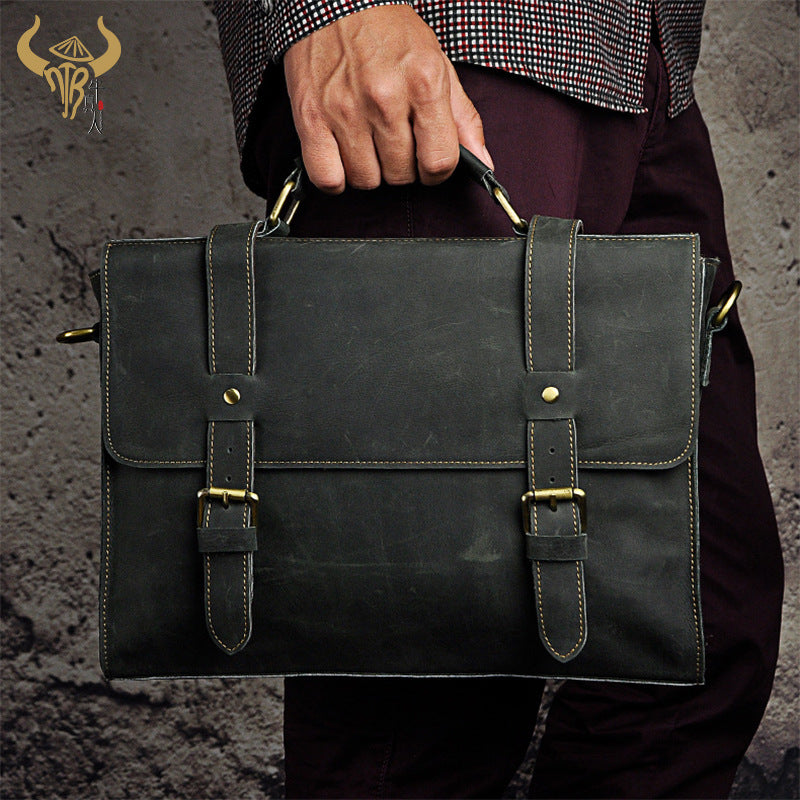 Men's handbag genuine cowhide leather business briefcase men's computer bag