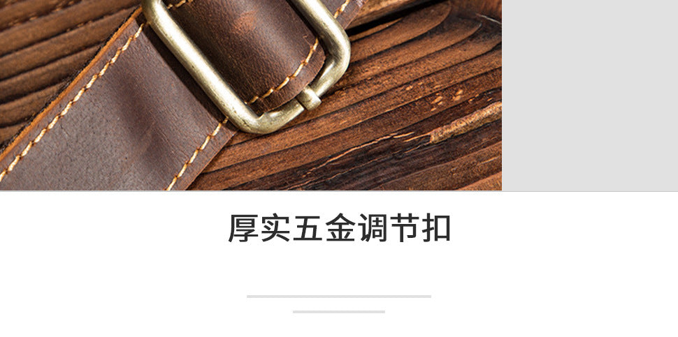 Men's Waist Pouch Cowhide Genuine Leather Outdoor Fashion Bust Bag for Men