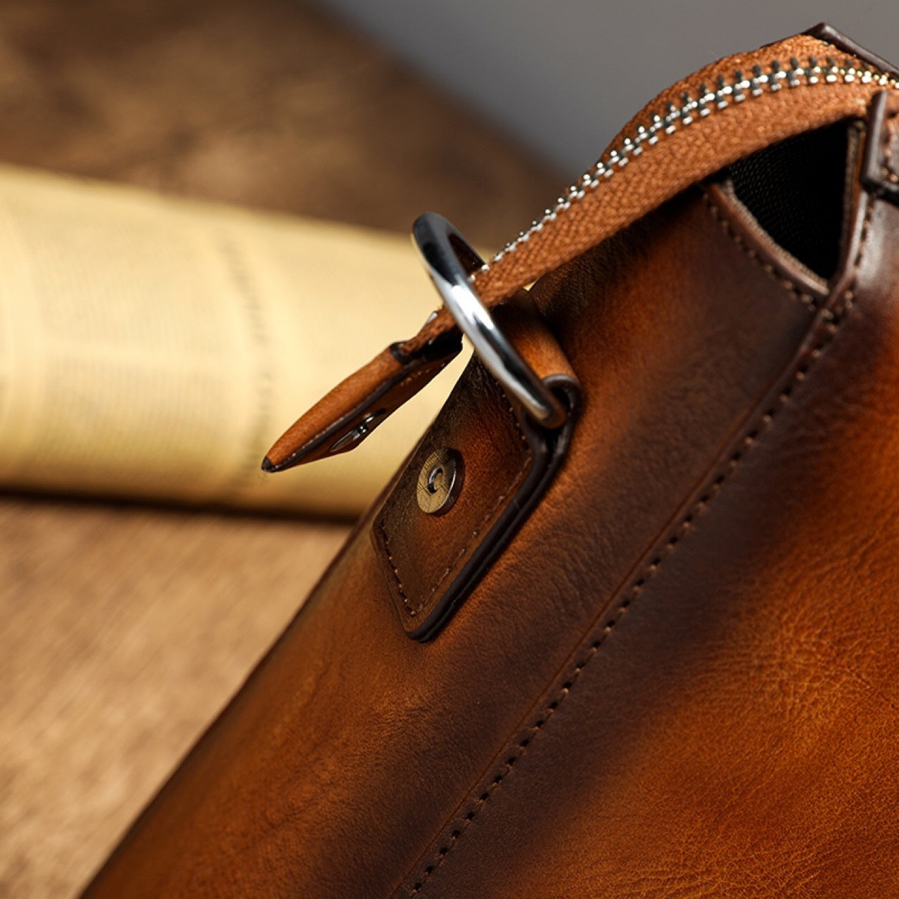 Men's Handbag Genuine Cowhide Leather Retro Men's Briefcase