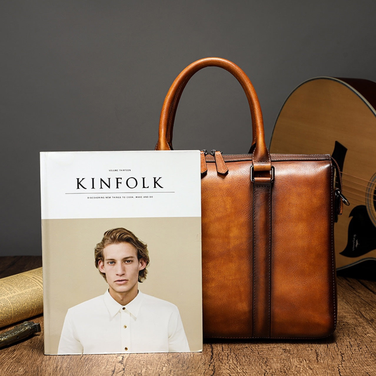 Men's Handbag Genuine Cowhide Leather Retro Men's Briefcase