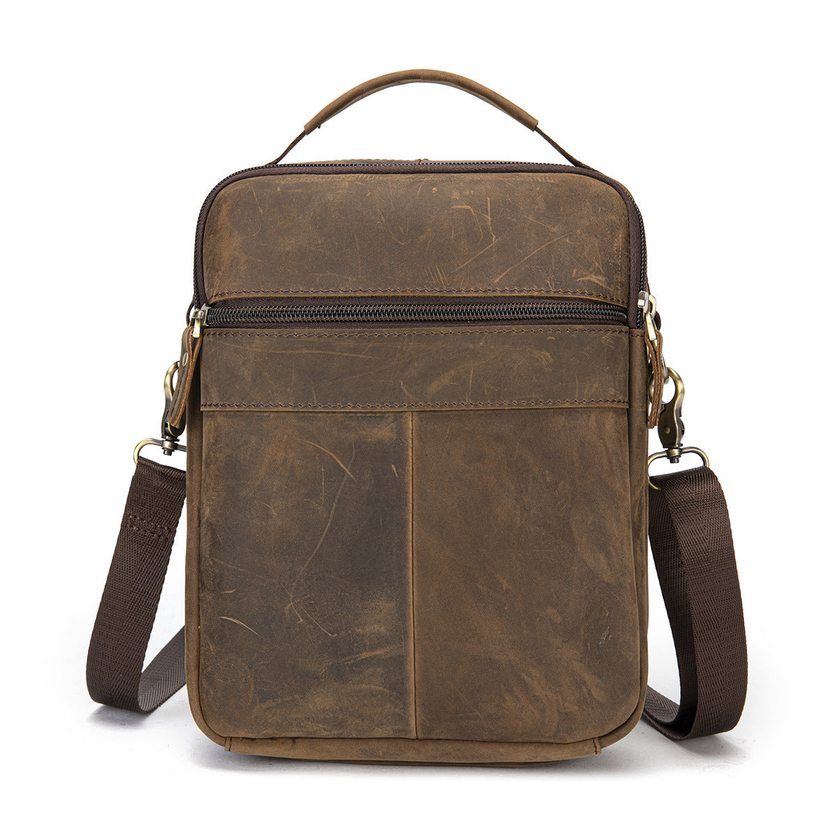 Men's Shoulder Bag Cowhide Genuine Leather Retro Travel Outdoor Crossbody Bag for Men
