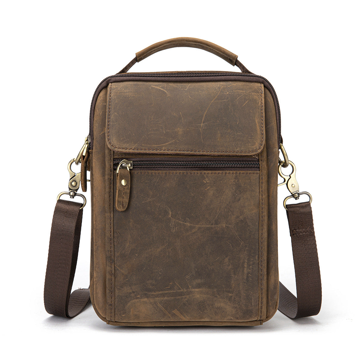 Men's Shoulder Bag Cowhide Genuine Leather Retro Travel Outdoor Crossbody Bag for Men