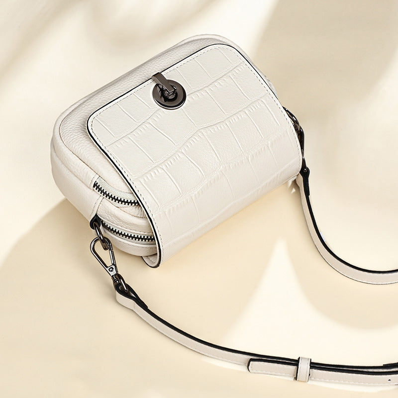Genuine Leather Bag Women's Fashion Broadband Fish Pattern Casual Retro Shoulder Bag.Pochette