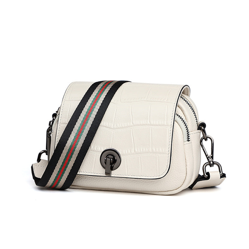 Genuine Leather Bag Women's Fashion Broadband Fish Pattern Casual Retro Shoulder Bag.Pochette