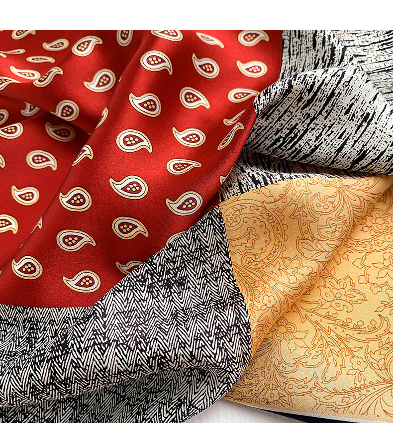 Silk scarf thin mini scarf printed pattern retro high quality temperament silk neckerchief