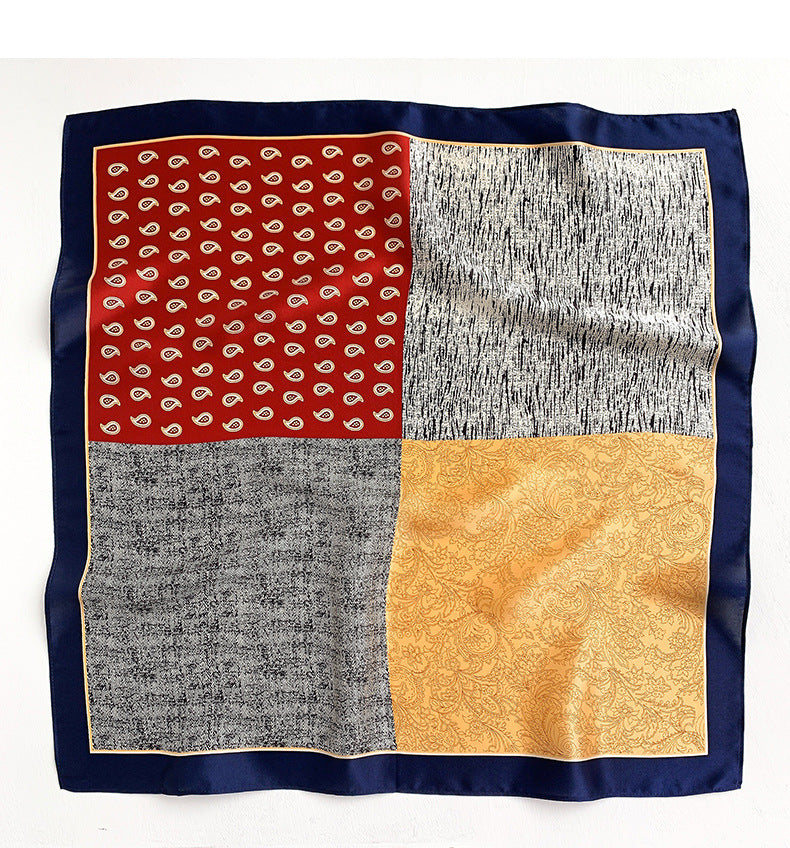 Silk scarf thin mini scarf printed pattern retro high quality temperament silk neckerchief