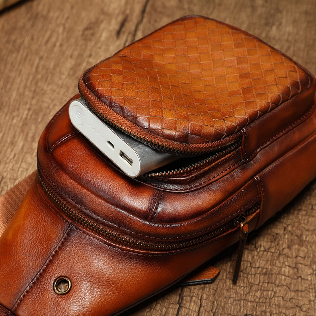 Men's Bust Bag Genuine Cowhide Leather Korean Fashion Casual Crossbody Bag for Men