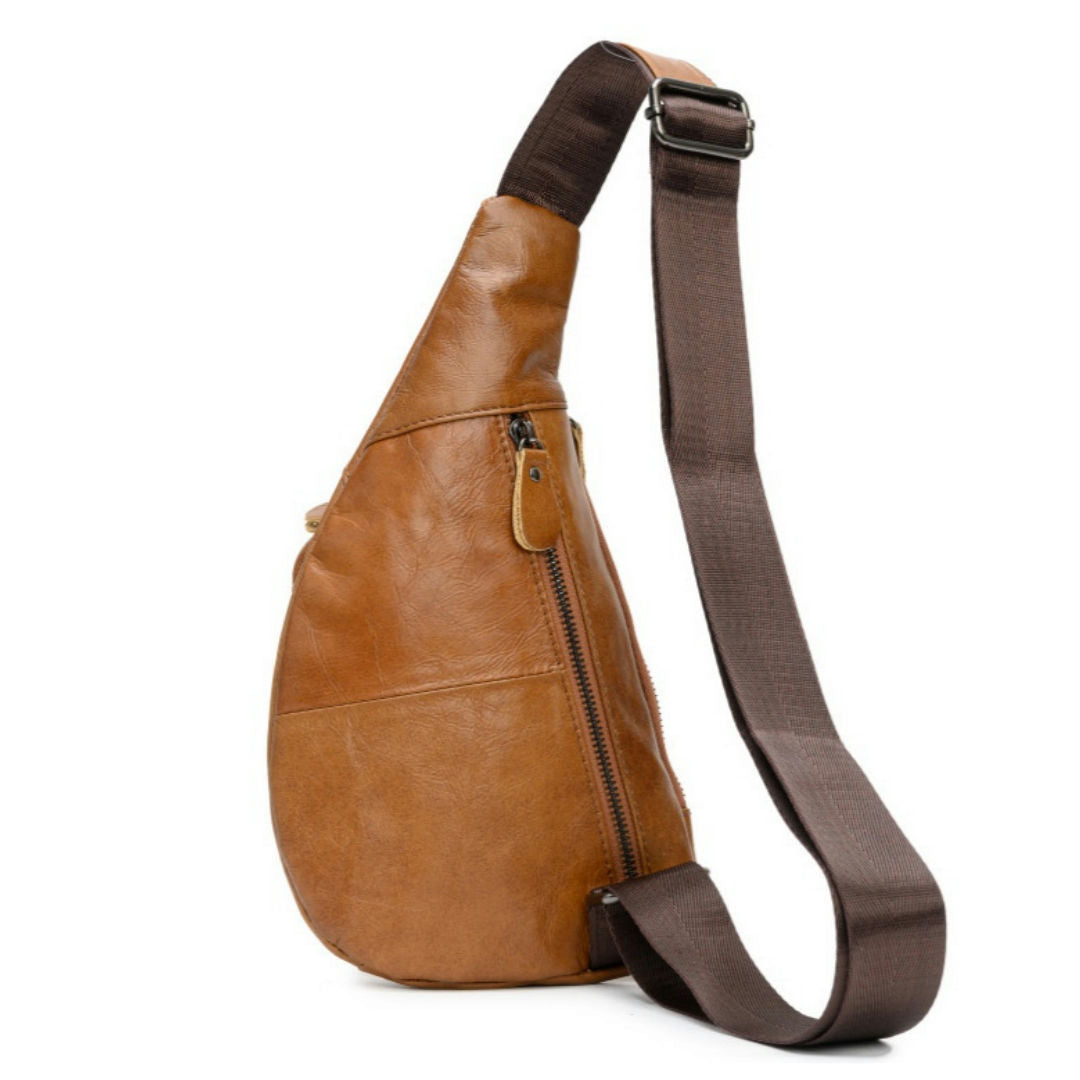 Men's bust bag genuine cowhide leather casual Korean fashion crossbody bag for men